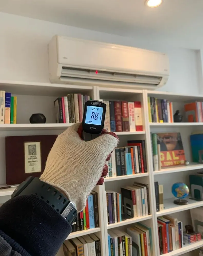 Temperature check after a mini-split service — verified performance in a client's home